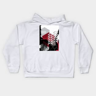 Red Geometric Composition Kids Hoodie